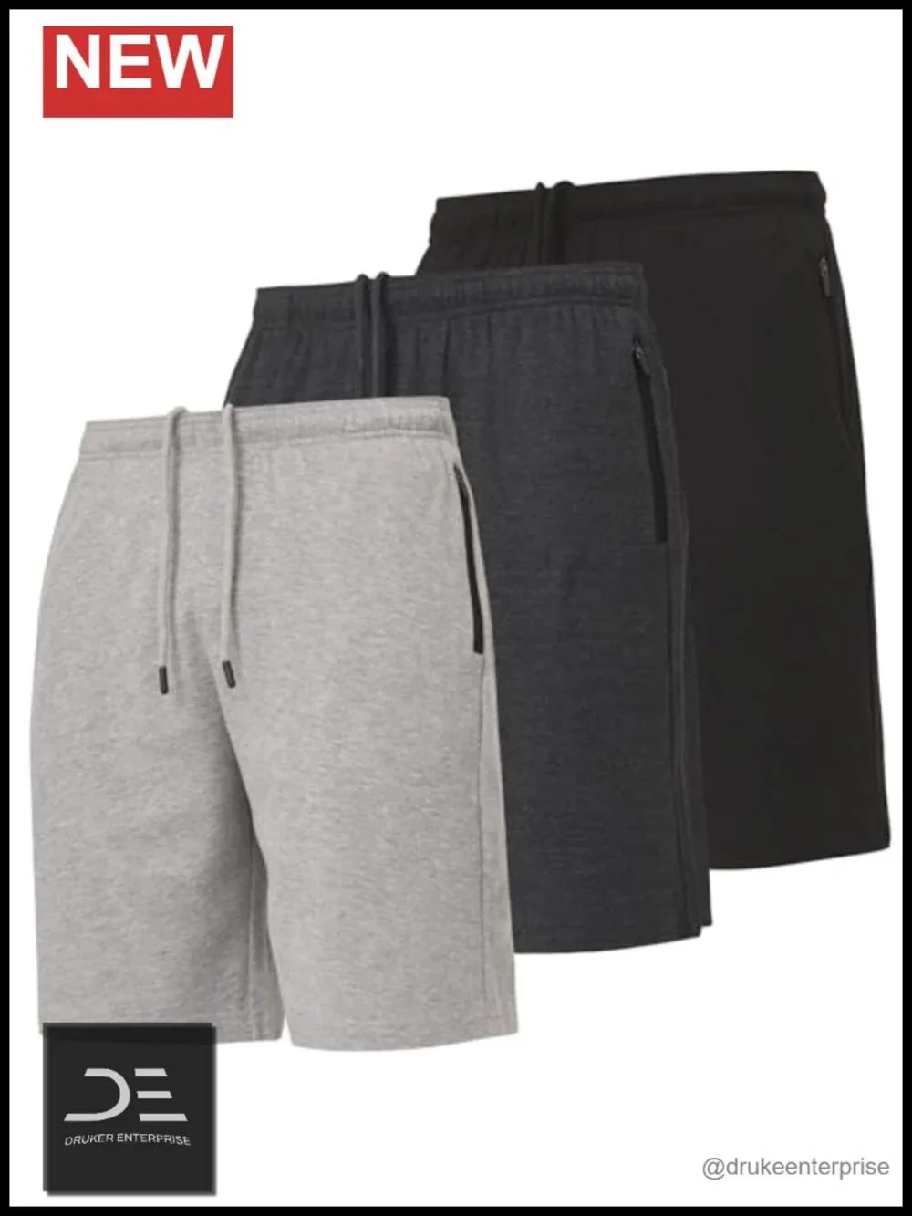 Men's Cotton Athletic Shorts 3-Pack Drawstring Jersey